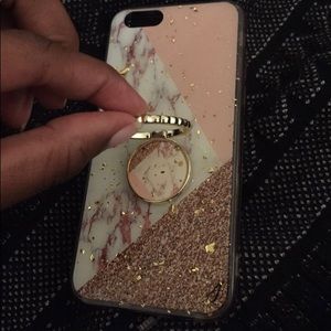 Marble pattern iPhone 6/6s phone case with ring